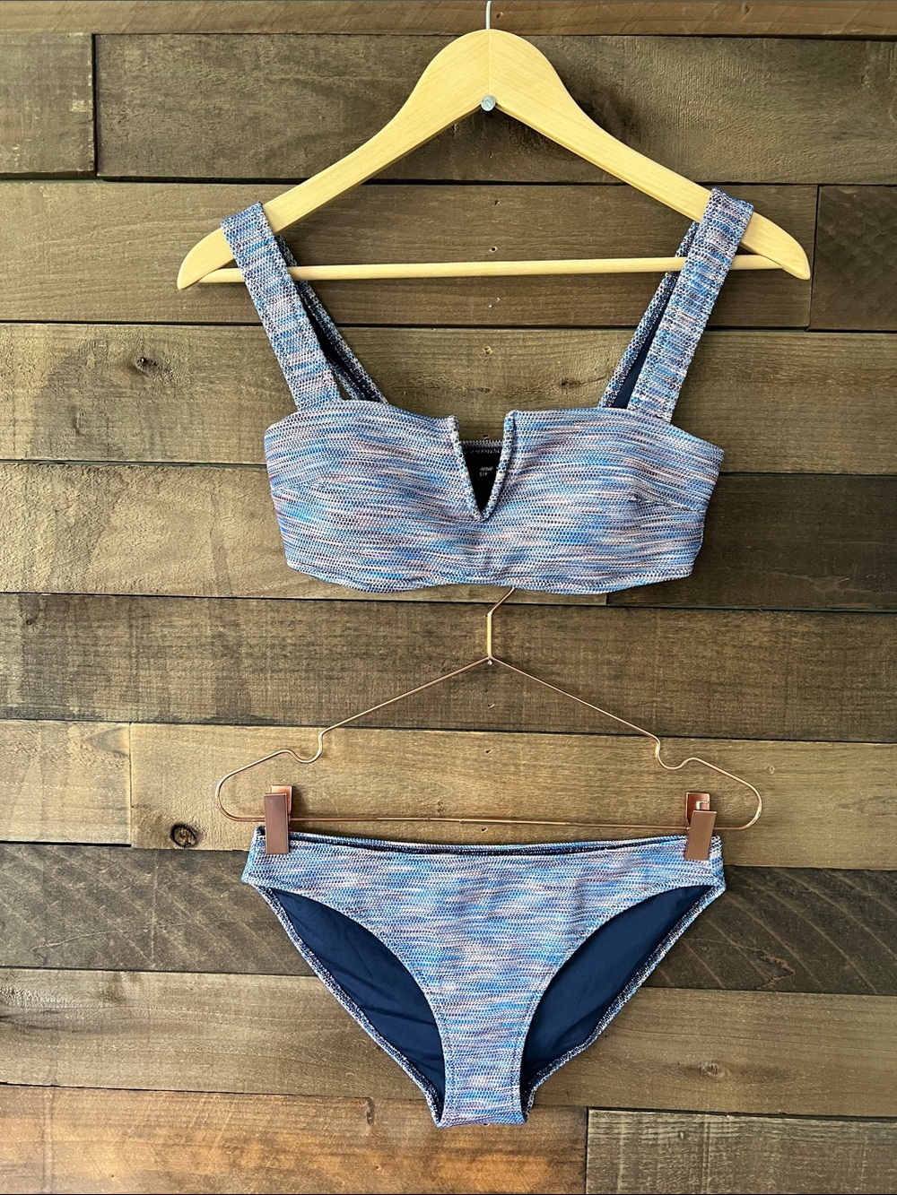 Aerie Women's Space Dye V Bandeau Top Bottom Bikini Swimsuit Set Size Small